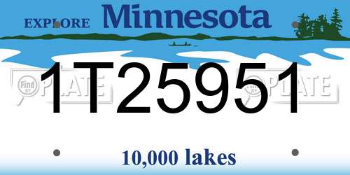 1T25951 Minnesota License Plate