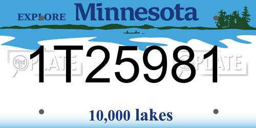 1T25981 Minnesota License Plate