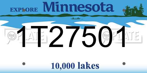 1T27501 Minnesota License Plate