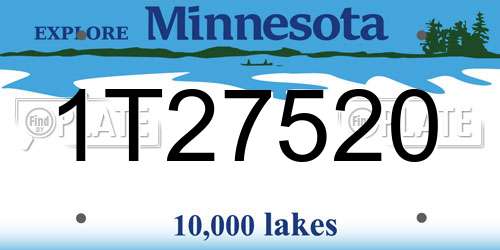 1T27520 Minnesota License Plate