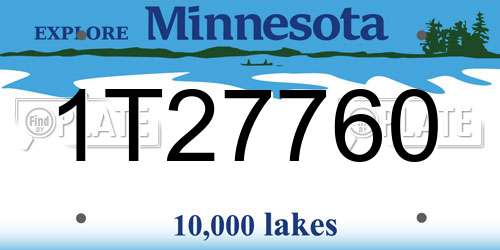 1T27760 Minnesota License Plate