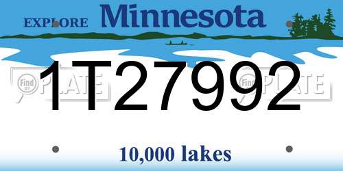 1T27992 Minnesota License Plate