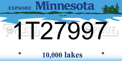 1T27997 Minnesota License Plate