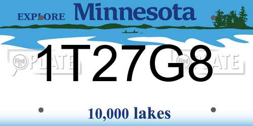 1T27G8 Minnesota License Plate