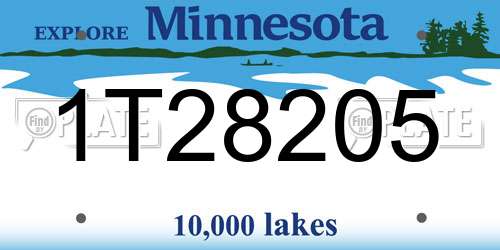 1T28205 Minnesota License Plate