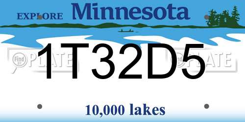 1T32D5 Minnesota License Plate