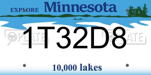 1T32D8 Minnesota License Plate