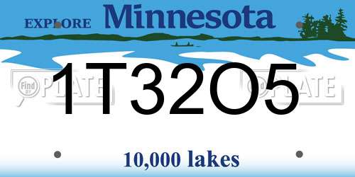 1T32O5 Minnesota License Plate