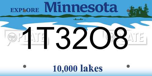1T32O8 Minnesota License Plate