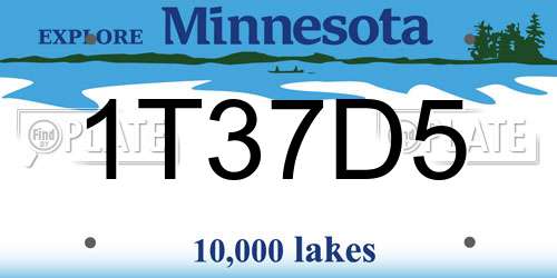 1T37D5 Minnesota License Plate