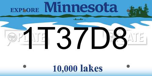 1T37D8 Minnesota License Plate