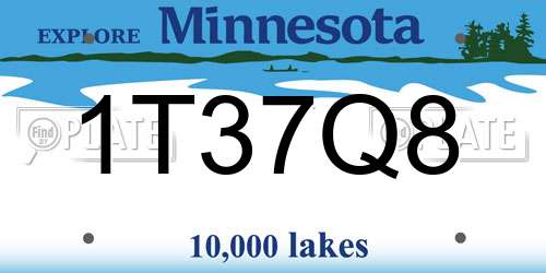 1T37Q8 Minnesota License Plate
