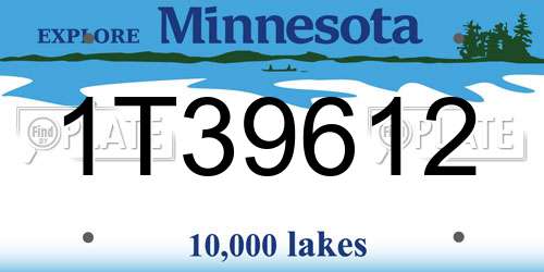 1T39612 Minnesota License Plate
