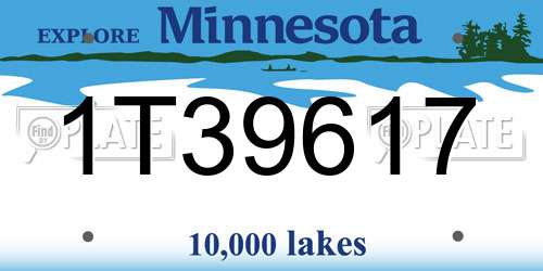1T39617 Minnesota License Plate