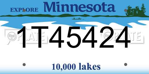 1T45424 Minnesota License Plate