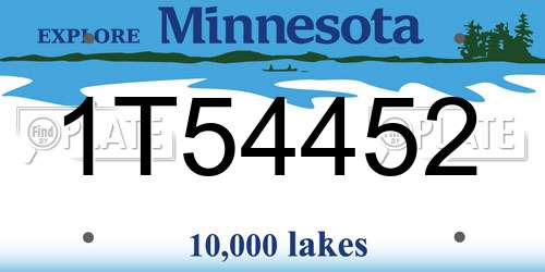 1T54452 Minnesota License Plate