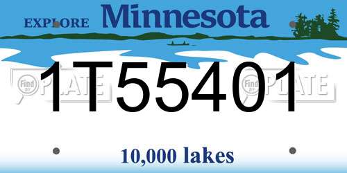 1T55401 Minnesota License Plate