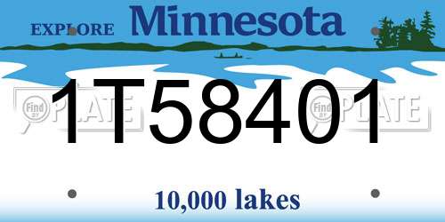 1T58401 Minnesota License Plate