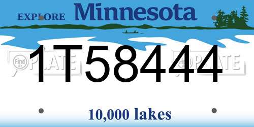 1T58444 Minnesota License Plate