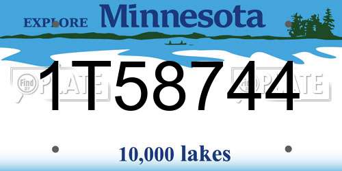 1T58744 Minnesota License Plate