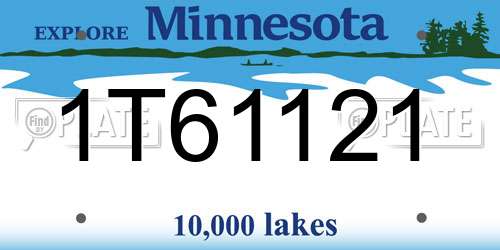 1T61121 Minnesota License Plate