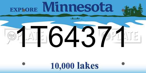 1T64371 Minnesota License Plate