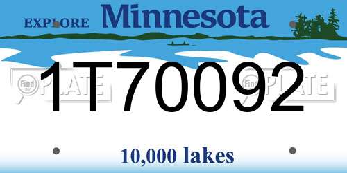1T70092 Minnesota License Plate