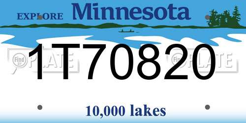 1T70820 Minnesota License Plate