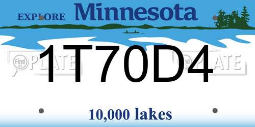 1T70D4 Minnesota License Plate