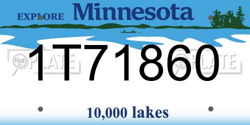 1T71860 Minnesota License Plate