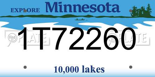 1T72260 Minnesota License Plate
