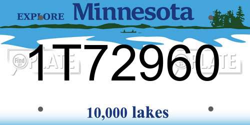 1T72960 Minnesota License Plate