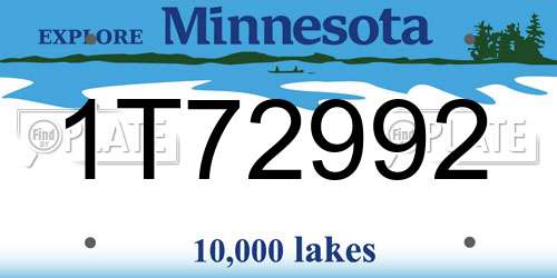 1T72992 Minnesota License Plate