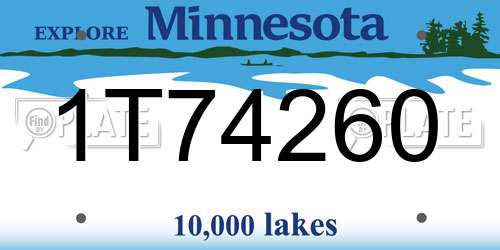 1T74260 Minnesota License Plate