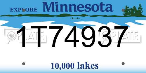 1T74937 Minnesota License Plate
