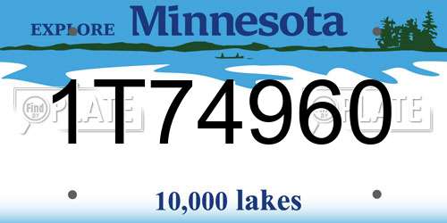 1T74960 Minnesota License Plate