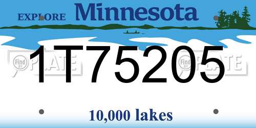 1T75205 Minnesota License Plate