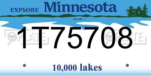 1T75708 Minnesota License Plate