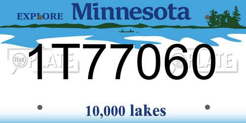 1T77060 Minnesota License Plate