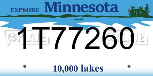 1T77260 Minnesota License Plate