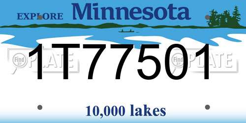 1T77501 Minnesota License Plate