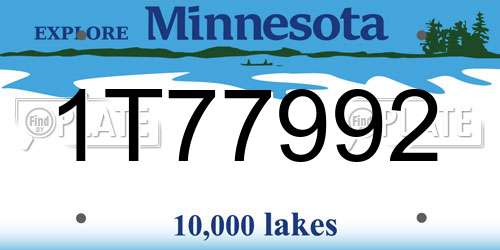1T77992 Minnesota License Plate
