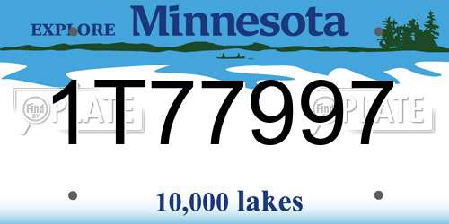 1T77997 Minnesota License Plate