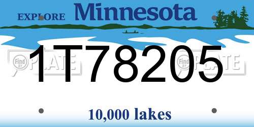 1T78205 Minnesota License Plate
