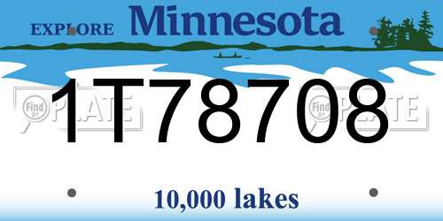 1T78708 Minnesota License Plate