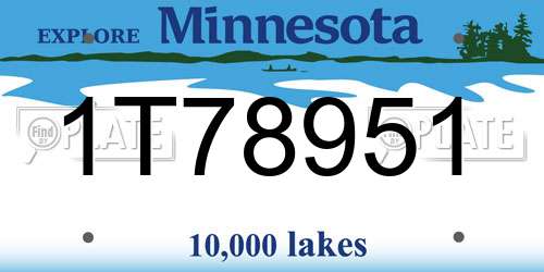 1T78951 Minnesota License Plate
