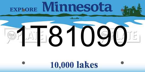 1T81090 Minnesota License Plate