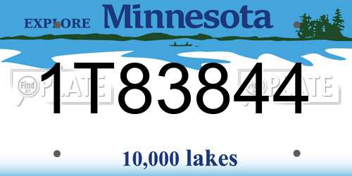 1T83844 Minnesota License Plate
