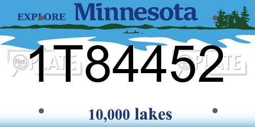 1T84452 Minnesota License Plate