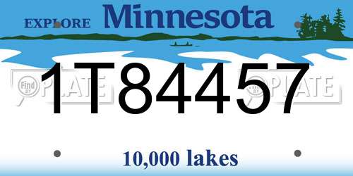 1T84457 Minnesota License Plate